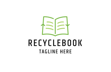 Recycle book minimalist logo icon design template  flat vector