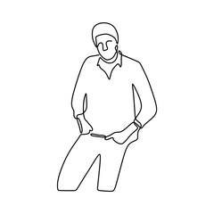 Man single line-art in white background