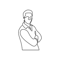 Man single line-art in white background