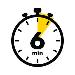 6 Minutes Analog Clock Icon white background .