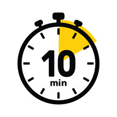 10 Minutes Analog Clock Icon white background .