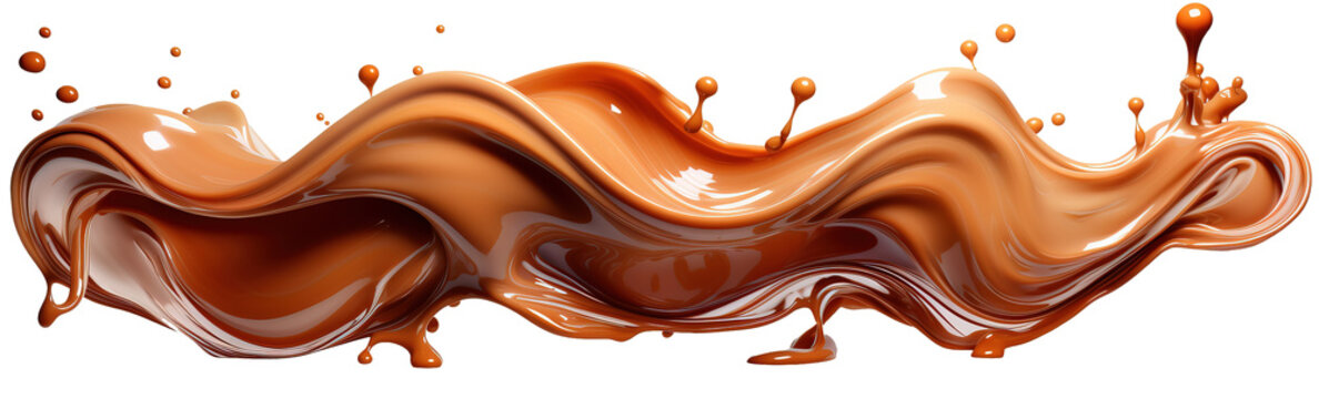 melted chocolate on a transparent background, generative ai