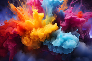 Ink in water Rainbow of colors, Motion Color drop in water,Ink swirling in ,Colorful ink abstraction. Fancy Dream Cloud of ink under water, AI generate
