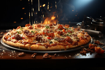 Fresh Baked Tasty Italian Pizza-AI Generated Food Photography Concept