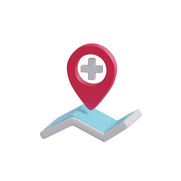 Healthcare Clinis Hospital Pin Location 3D icon