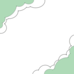 Green White Cloud Paper Cut