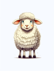 Cute sheep cartoon illustration