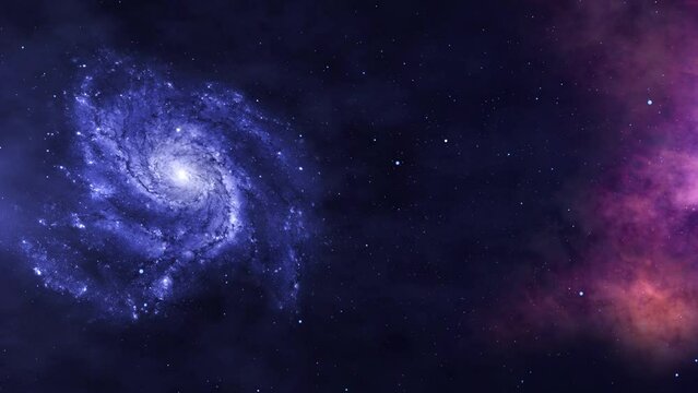 4K 3D Night sky flythrough traveling trough universe filled with stars, nebulae galaxies. galaxy nebula clouds and camera fly to deep Cosmos stars, space, planets. for Titles, Intro, Logo Reveal