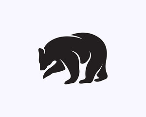 silhouette playing bear black white logo symbol design template illustration inspiration