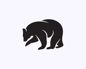 Obraz premium silhouette playing bear black white logo symbol design template illustration inspiration