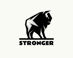 abstract stand bison logo design template illustration inspiration