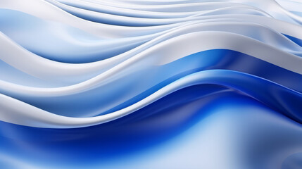 Fototapeta premium Blue and white wavy fabric background. Generated ai.