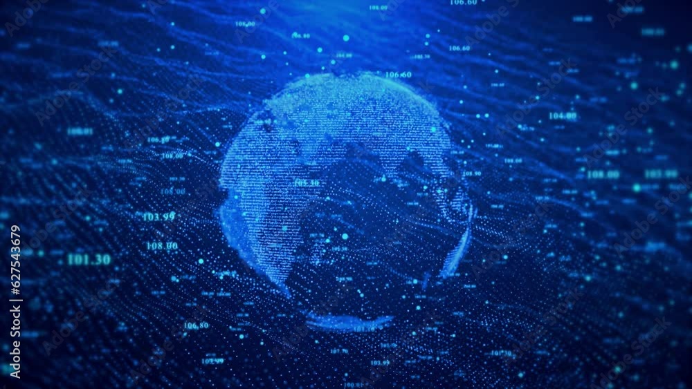 Poster digital data global hologram technology network data connection. cyber security concept. social futu