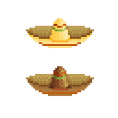 Hat mexican pixel art icon concept illustration