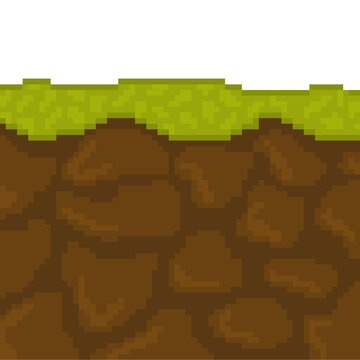 Background grass and ground earth environment nature tile set element pixel art icon
