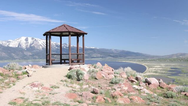 A Gazebo Overlooking Washoe Lake at the Summit of Deadmans Creek Trail - Shallow Depth of Field