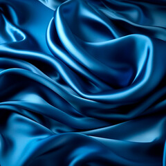 Obraz premium Blue silk and satin fabric, blue silk background, background, desktop wallpaper, designer background