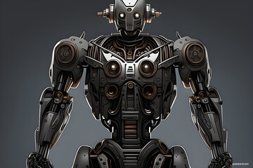 Fototapeta premium robot cyborg soldier Generative AI