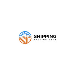 Worldwide package delivery travel logo. Shipping logistics company. Vector template