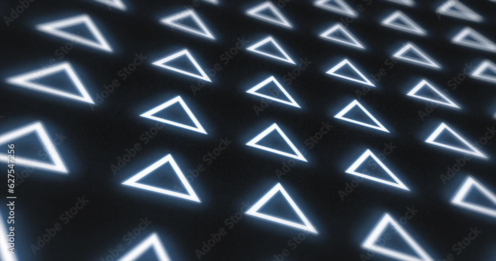 Poster abstract pattern of glowing geometric triangles loop futuristic hi-tech black background