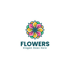 Obraz premium Vector Logo Illustration Flowers Simple Mascot Style