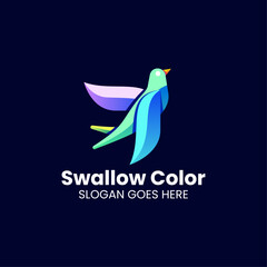 Vector Logo Illustration Swallow Gradient Colorful Style