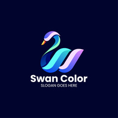 Vector Logo Illustration Swan Gradient Colorful Style