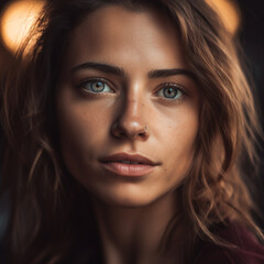 young woman portrait photograph created with AI generative technologies