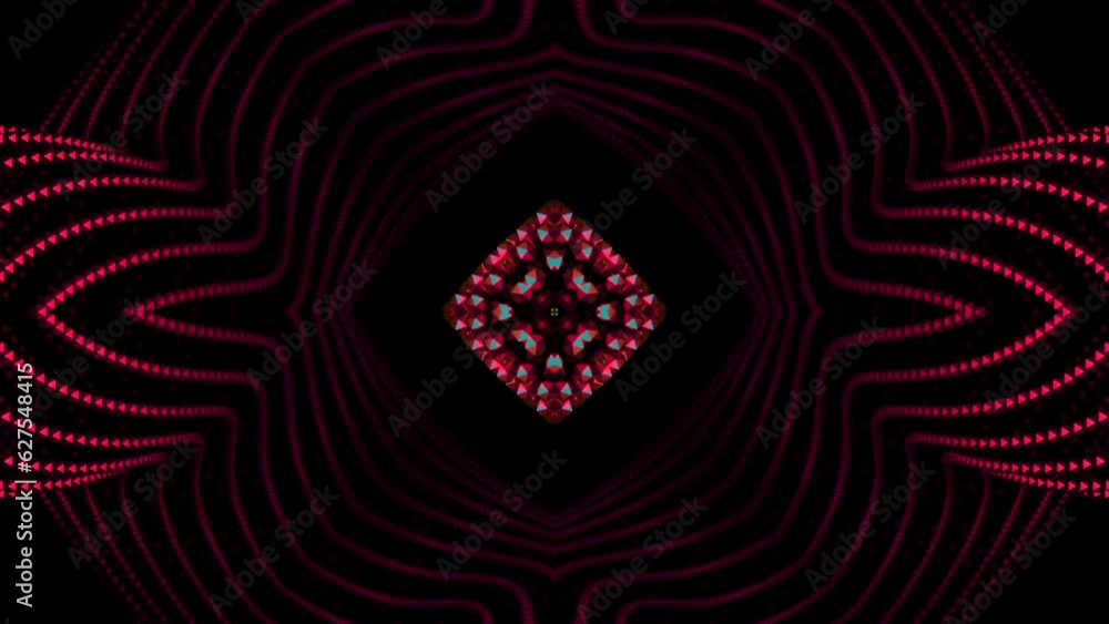 Poster kaleidoscope magical particles in a shape of a star. design. shiny multicolored particles forming di