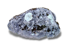 A close-up of a stone covered in moss and ringworm isolated on transparent background.