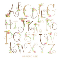 Obraz premium Flower decoration pattern alphabet letter.uppercase graphic font