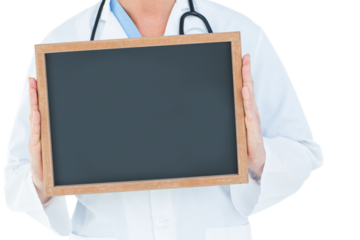 Digital png photo of midsection of caucasian doctor on transparent background