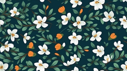 Jasmine Flower Pattern with Vibrant Colors, Perfect for Invitations, Fabrics, and Floral-Themed Decorations. Generative AI