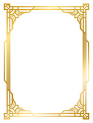 Art Deco gold frame vintage frame line geometric wedding label card frame png transparent background