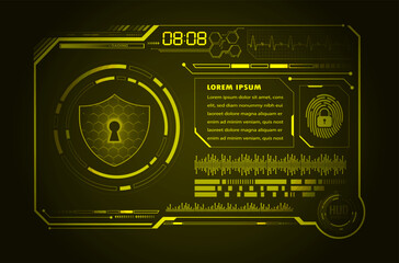 HUD Closed Padlock on digital background, cyber security