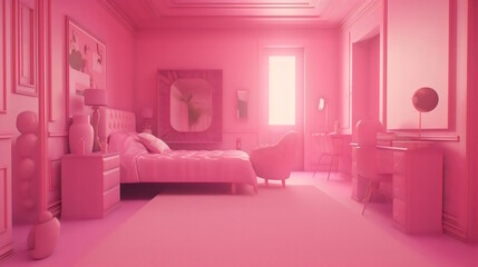 Beautiful Pink Color Decor Creates a Photogenic and Cinematic Atmosphere. High-Quality Altra for an Elevated Living Experience. Generative AI