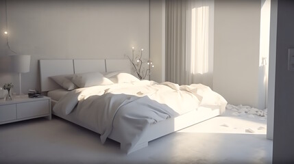 Beautiful White Color Decor Creates a Photogenic and Cinematic Atmosphere. High-Quality Altra for an Elevated Living Experience. Generative AI