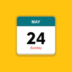 sunday 24 may icon with yellow background, calender icon