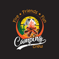 Fire friend fun camping T shirt design