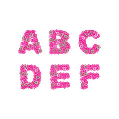 Alphabet lettering design with colorful floral pattern