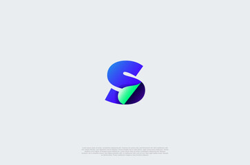 Initial Letter s with fold edge gradient typography for business name. Vector logo inspiration