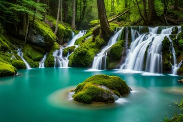 waterfall in the forest GENRATED AI