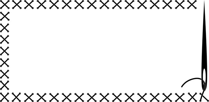 rectangular stitches and needle frame with copy space