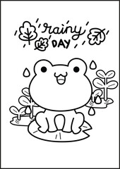a vector of coloring pages of a cute frog