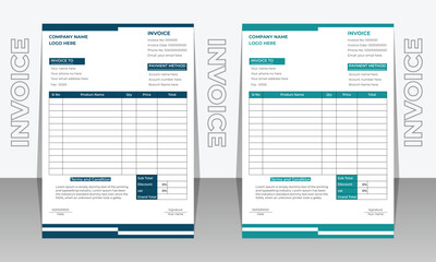 Creative modern and clean invoice design template.  invoice bill template Premium Vector, business stationery design payment agreement design.