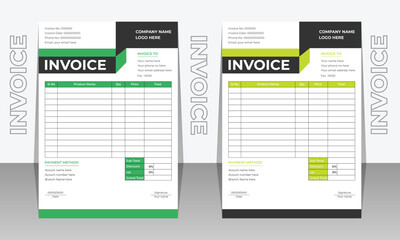 Creative modern and clean invoice design template. business stationery design payment agreement design.