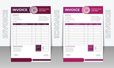 Minimal Corporate Business Invoice design template vector illustration bill form price invoice. business stationery design payment agreement design