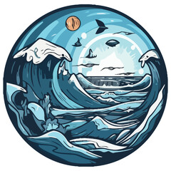 deep blue waves landscape