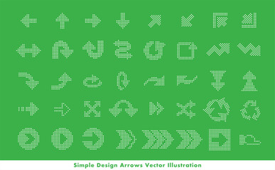 シンプルなLED風ドット・点の矢印・方向指示記号のアローベクターアイコンイメージセット_緑・グリーン・エコ