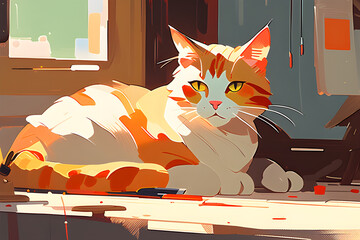 cat in the house Generative AI